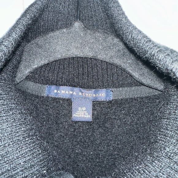 Banana Republic Wool Sweater Men's S Black Button Pullover Mock Neck - Picture 2 of 2